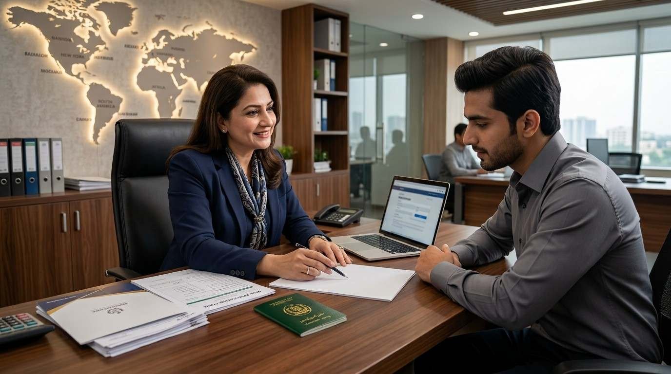 Pakistani client receiving professional visa application and document support